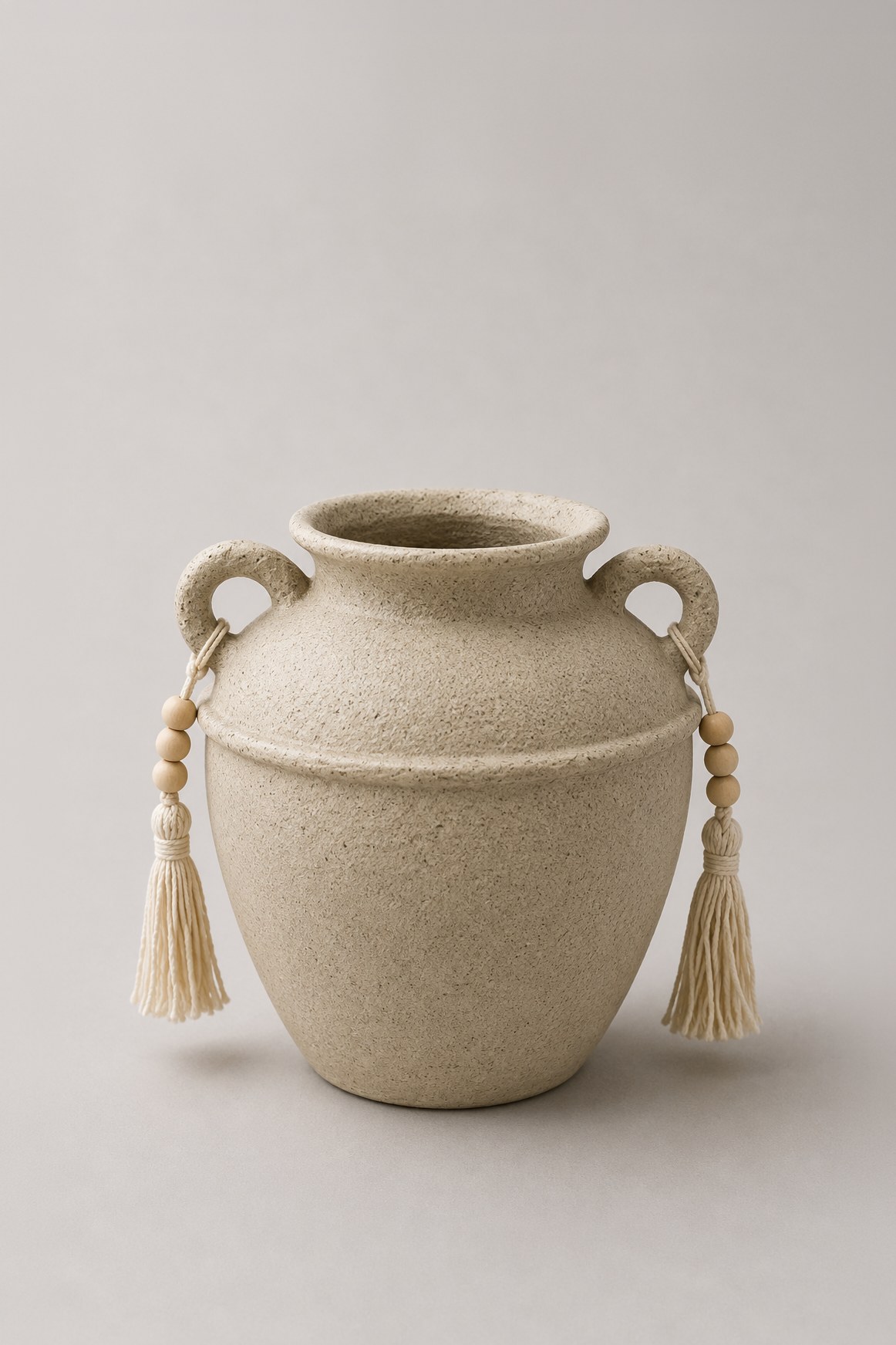 Tassel Rustic Handle Decorative Vase - Image 2