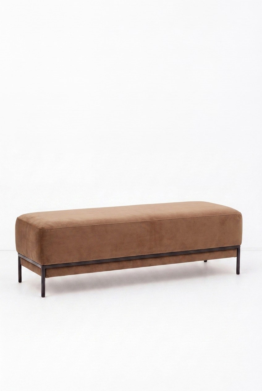 Lunis Camel Brown Velvet Bench