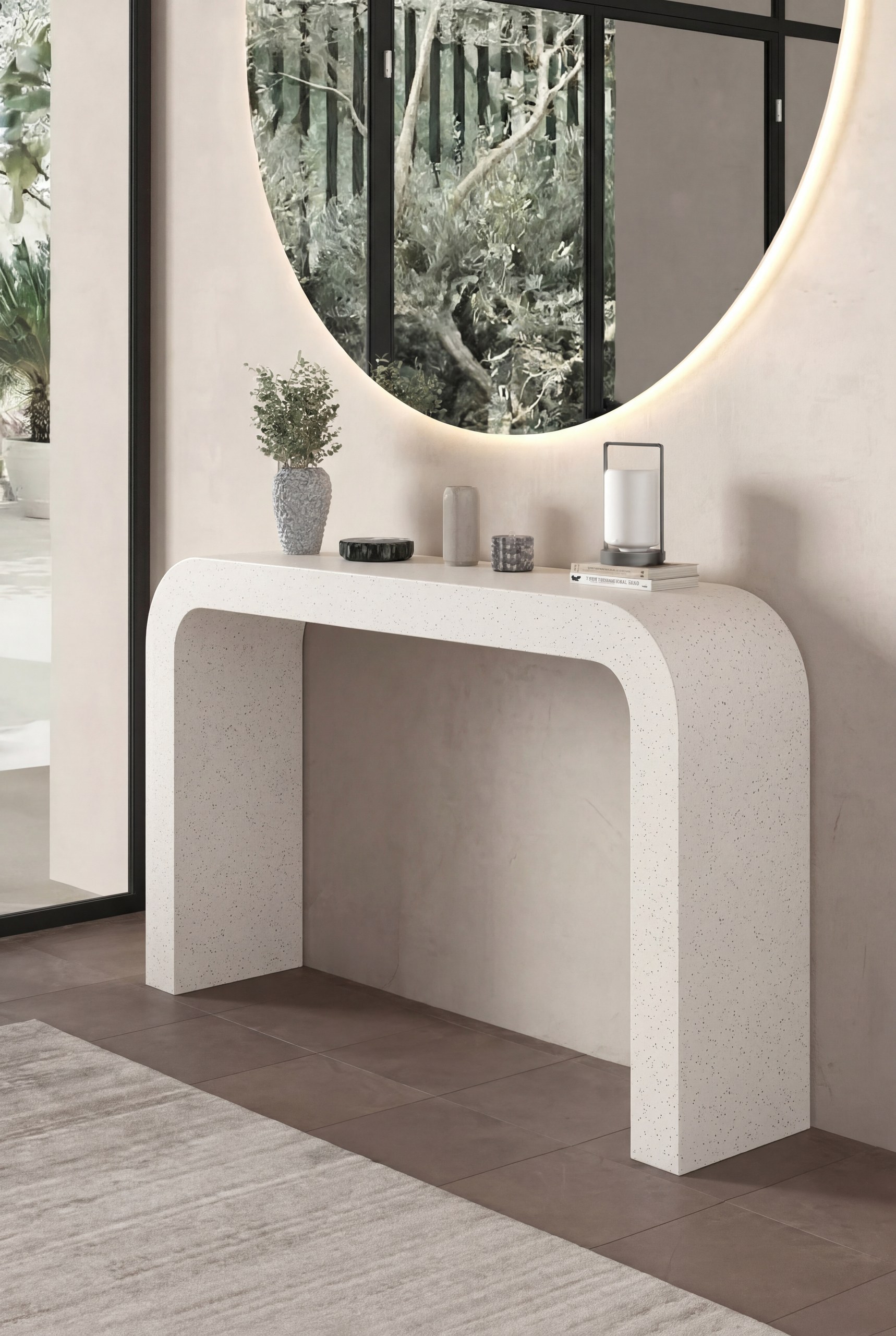 Kuzmina Off White Speckled Microconcrete Console Table