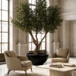Artificial Olive Tree with Natural Trunk & Black Bowl Pot (280CM)