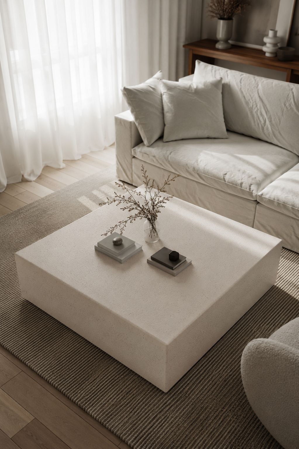 Felicity Off White Microconcrete Square Coffee Table