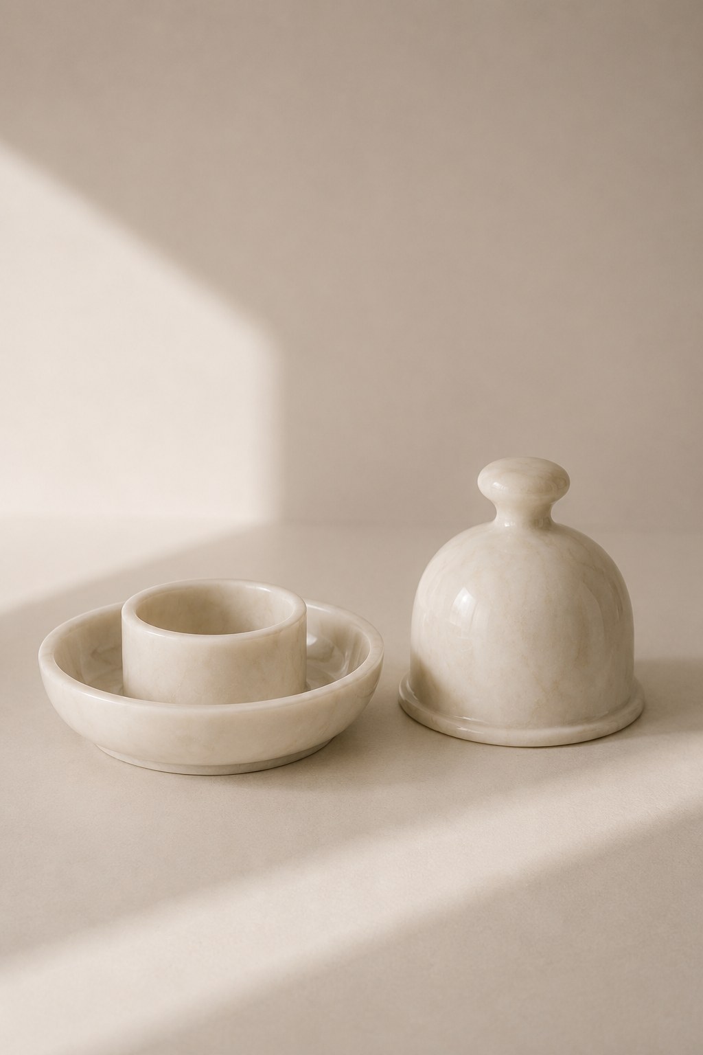 Calavero White Marble Butter Dish