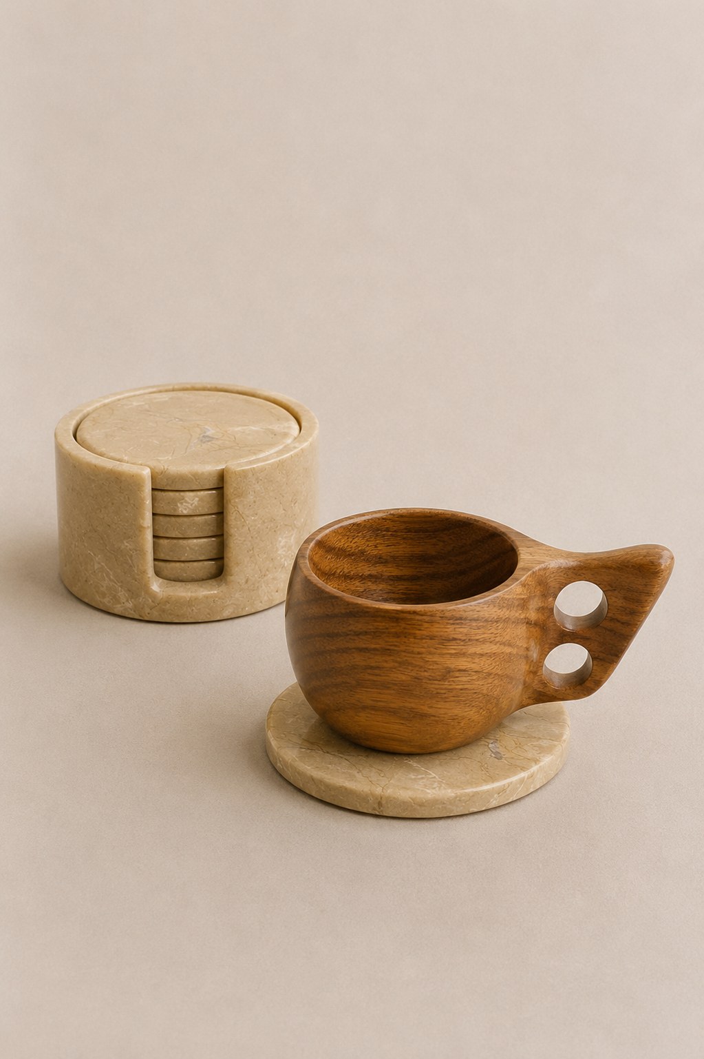 Verona Marble Coasters with Holder (Set of 6)