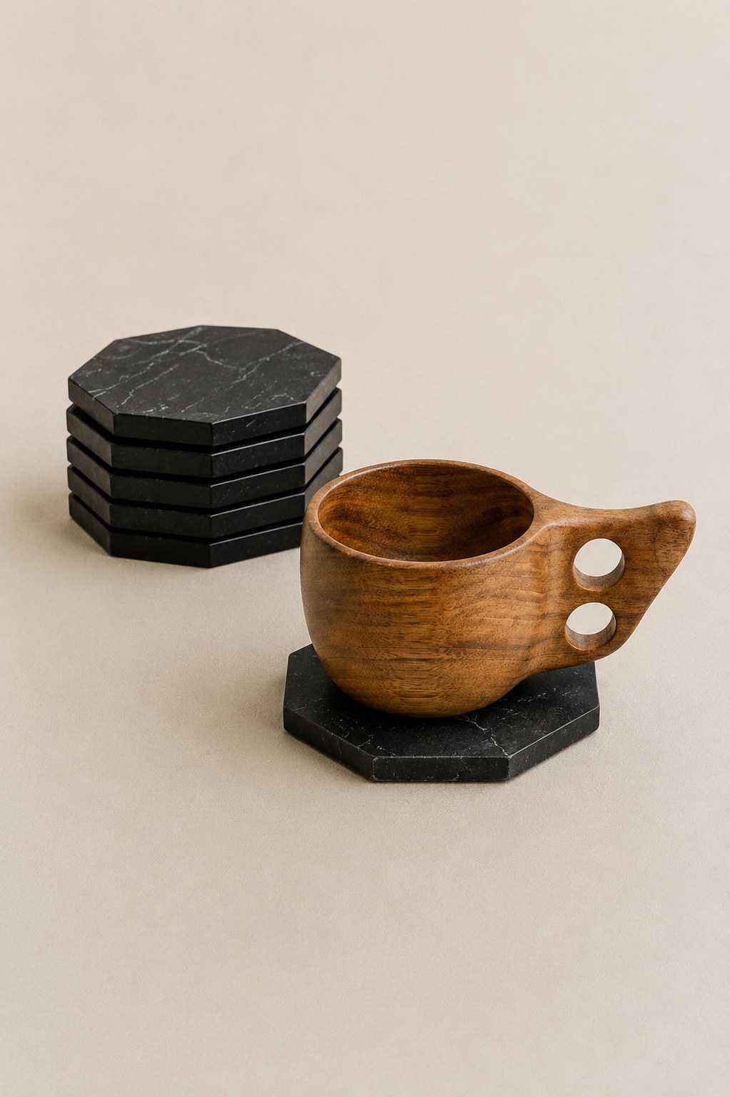 Luka Black Marble Coasters (Set of 6)