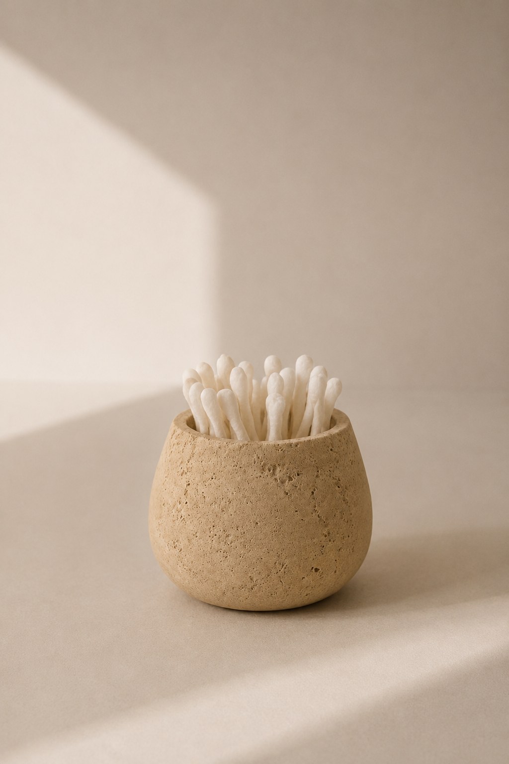 Travero Travertine Cotton Bud Holder