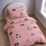 Kandi Printed Single Pink Bed Sheet, Duvet Cover & Pillowcase Set