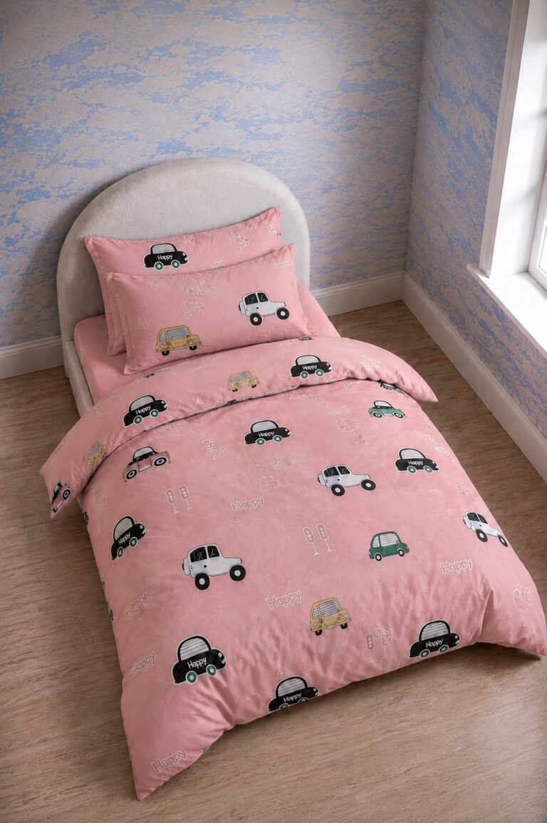 Kandi Printed Single Pink Bed Sheet, Duvet Cover & Pillowcase Set