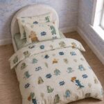 Rafi Printed Single Cream Bed Sheet, Duvet Cover & Pillowcase Set