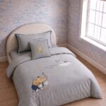 Novi Grey Queen Embroidered Bed Sheet, Duvet Cover & Pillowcase Set