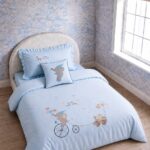 Skyli Blue Queen Embroidered Bed Sheet, Duvet Cover & Pillowcase Set