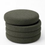 Sevil Olive Wood Layered Pouf Ottoman