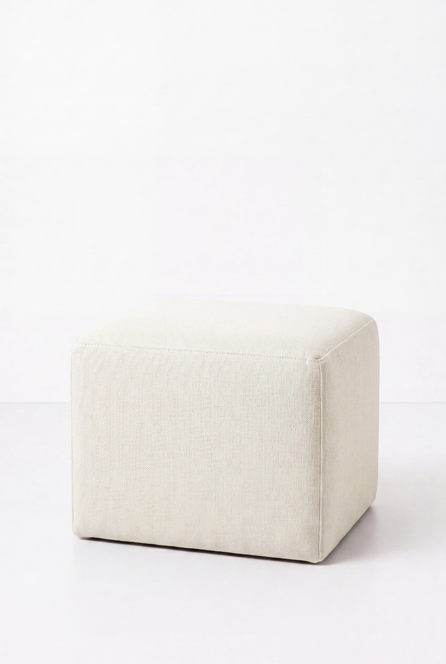 Noah Ivory Cube Pouf