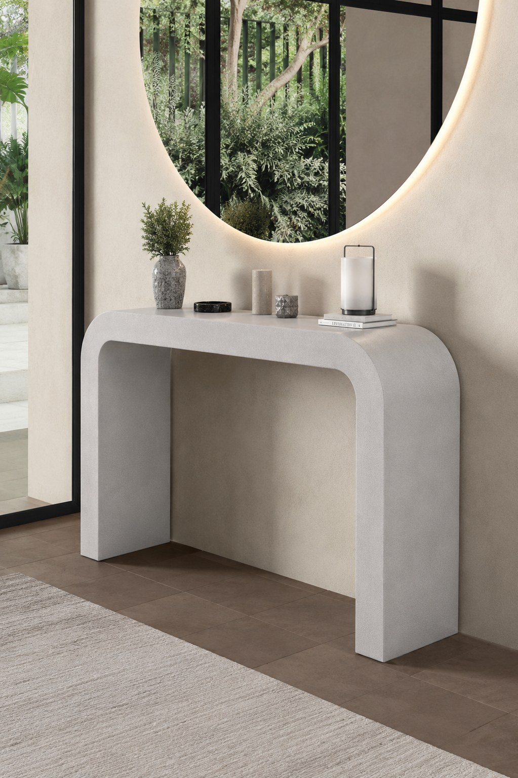Kuzmina Light Grey Microconcrete Console Table