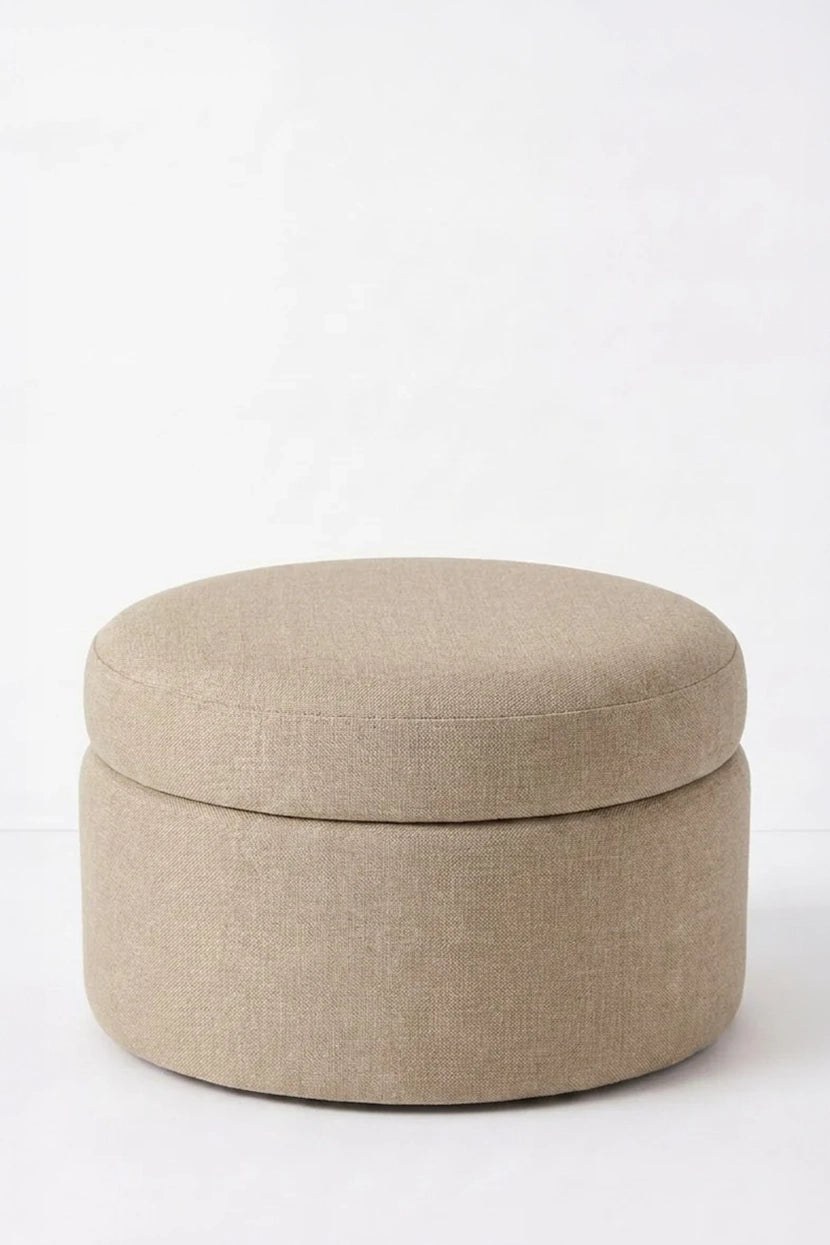 Elira Taupe Round Storage Pouf (60CMx33CM)