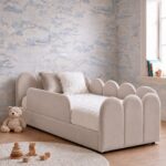 Telo Kids Beige Velvet Toddler Bed