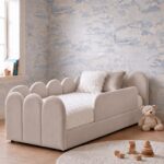 Telo Kids Beige Velvet Toddler Bed
