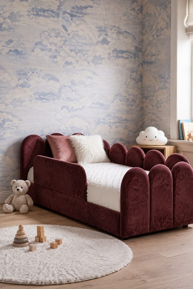 Telo Kids Burgundy Toddler Bed