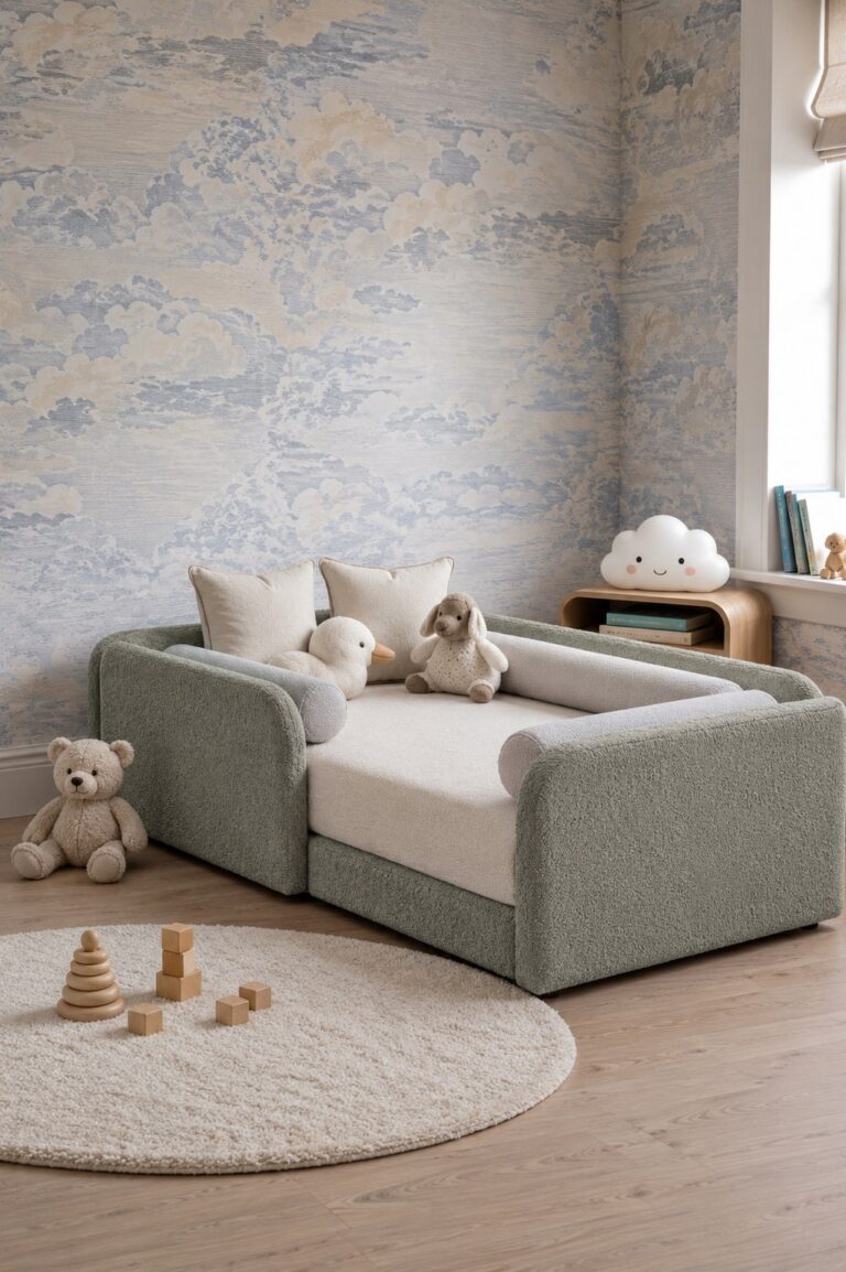Bavo Kids Soft Sage Upholstered Toddler Bed