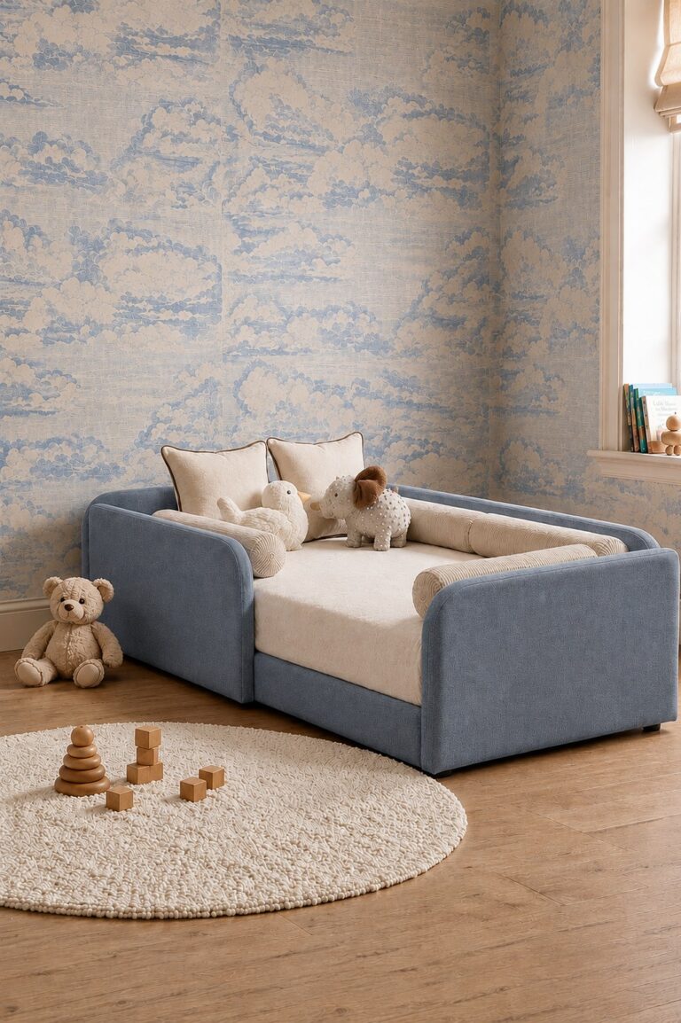 Bavo Kids Dusty Blue Upholstered Toddler Bed