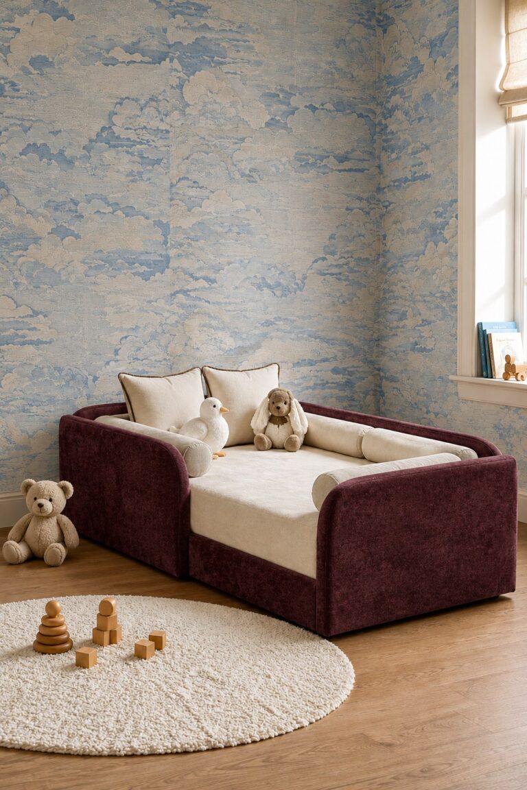 Bavo Kids Burgundy Upholstered Toddler Bed