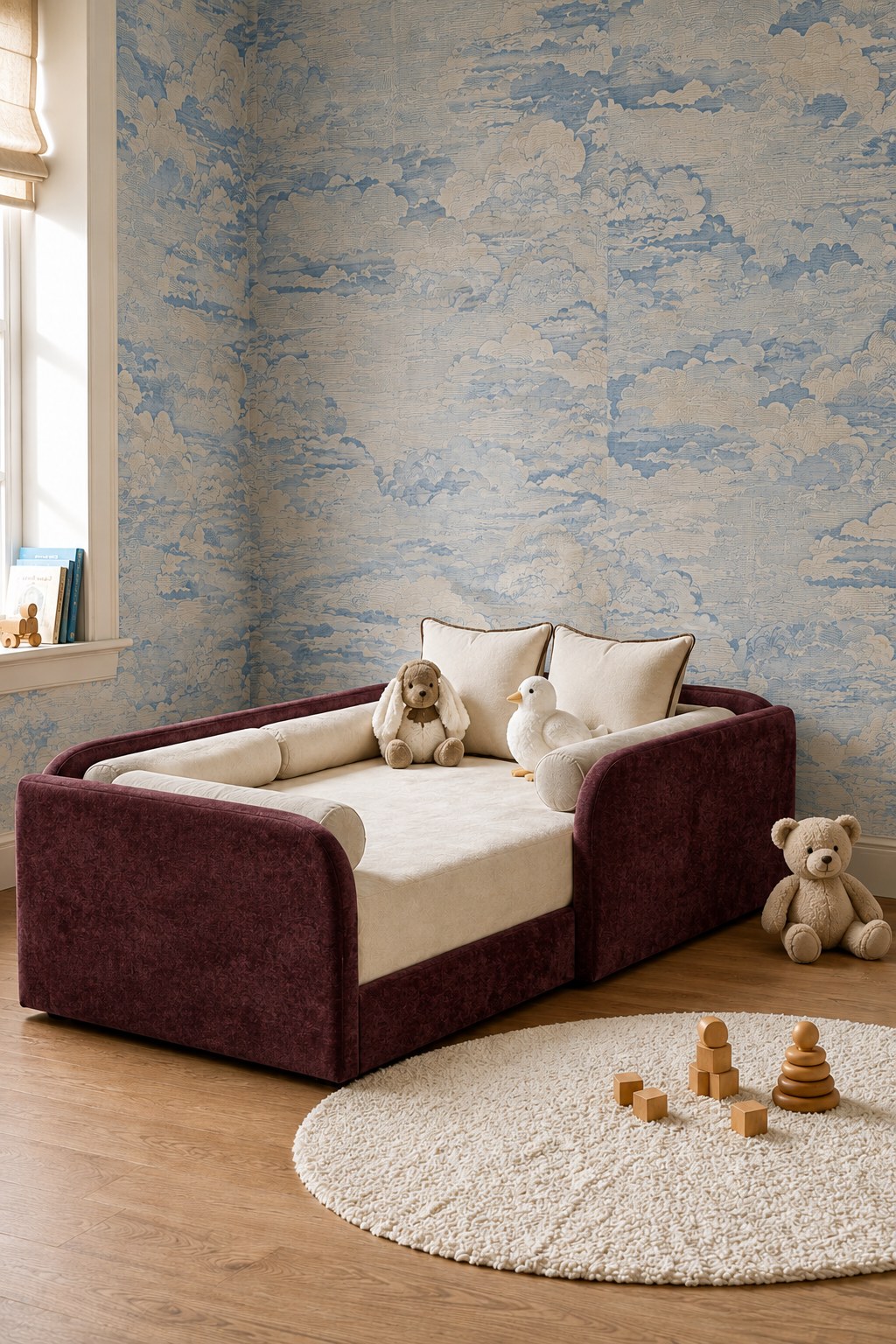 Bavo Kids Burgundy Upholstered Toddler Bed - Image 2