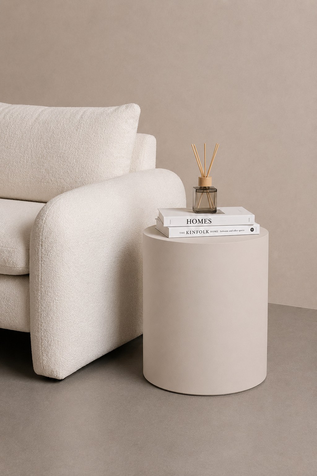 Miray Ivory Cream Microconcrete Side Table