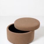 Elira Light Brown Round Storage Pouf (60CMx33CM)