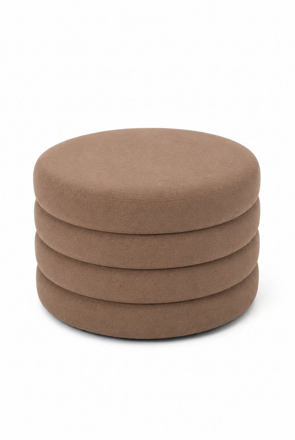 Sevil Light Brown Layered Pouf Ottoman - Image 2