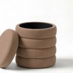 Sevil Light Brown Layers Storage Pouf