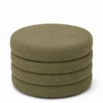 Sevil Light Olive Green Layered Pouf Ottoman