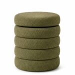 Sevil Light Olive Green Layers Storage Pouf