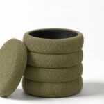 Sevil Light Olive Green Layers Storage Pouf