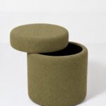 Elira Light Olive Green Storage Pouf