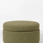 Elira Light Olive Green Round Storage Pouf (60CMx33CM)