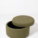 Elira Light Olive Green Round Storage Pouf (60CMx33CM)