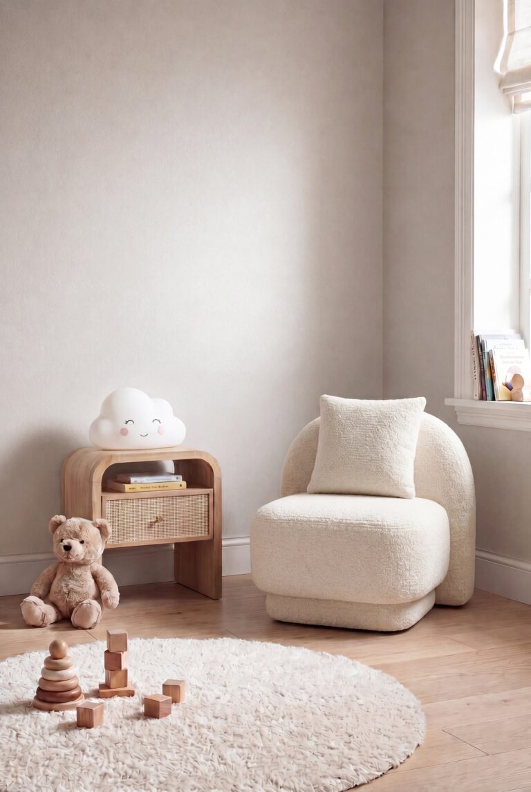 Caressa Off White Boucle Kids Lounge Chair