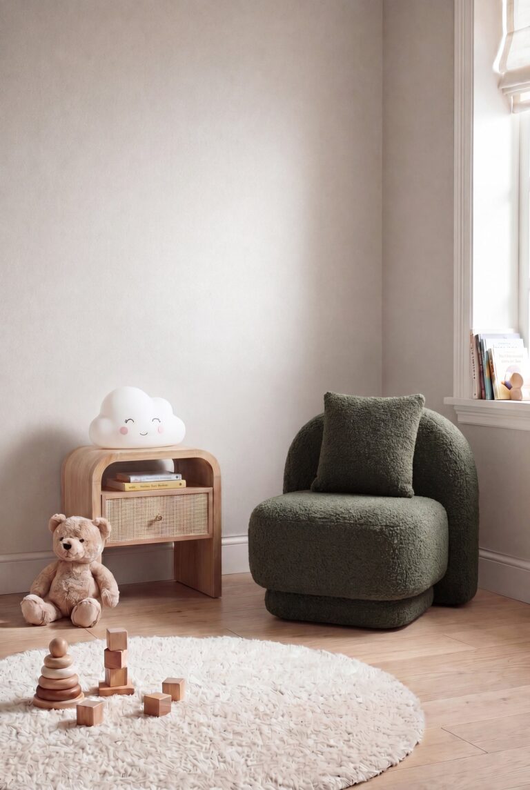 Caressa Olive Wood Kids Lounge Chair