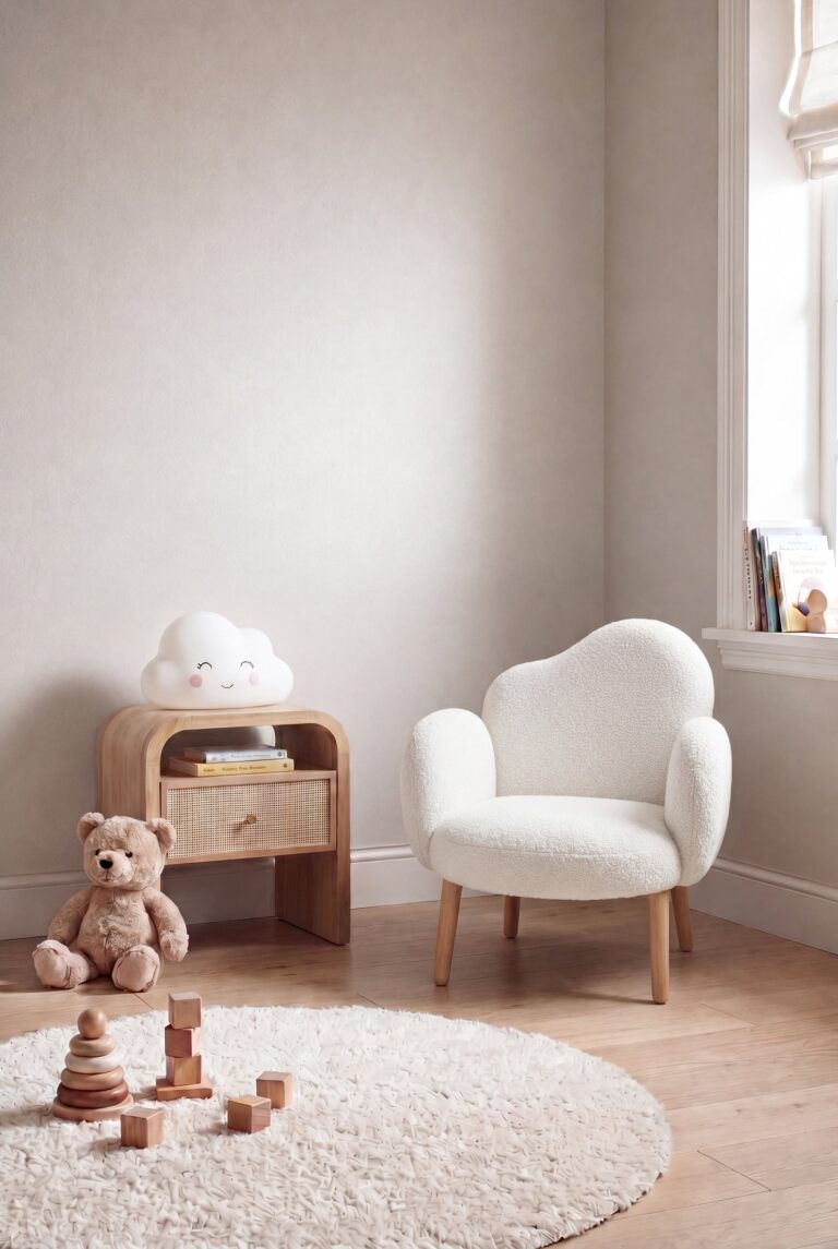 Arlisse Off White Boucle Kids Lounge Chair
