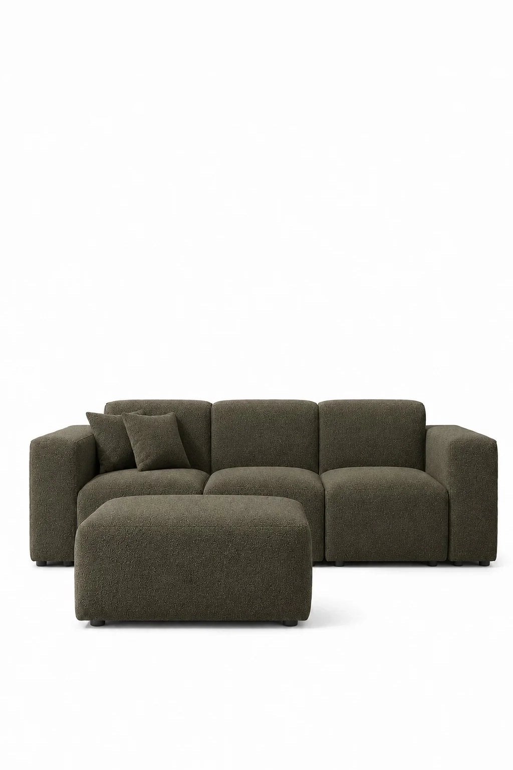 Aysun Olive Wood Modular Sofa with Ottoman