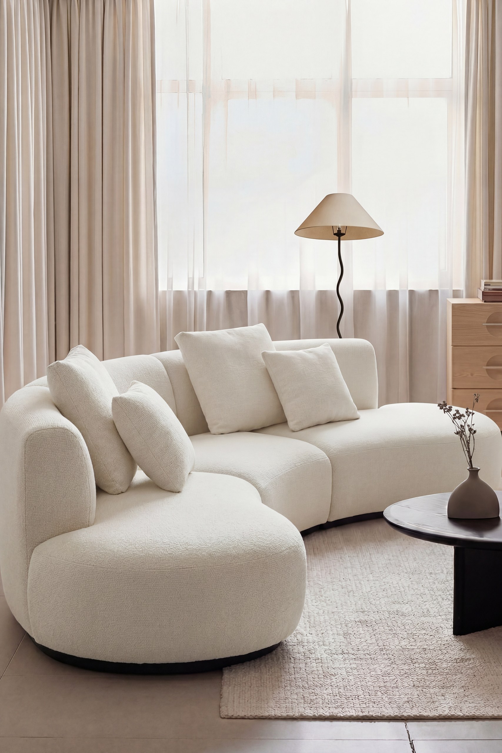 Coraline Off White Boucle Modular Sofa