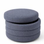 Sevil Dusty Blue Layered Pouf Ottoman