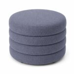 Sevil Dusty Blue Layered Pouf Ottoman