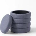 Sevil Dusty Blue Layers Storage Pouf