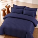Elvarno Blue Print Bed Sheet Duvet Cover and Pillow Cases Set
