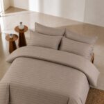 Elvarno Brownish Grey Bed Sheet Duvet Cover and Pillow Cases Set