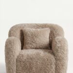 Zurello Beige Fur Lounge Sofa Chair