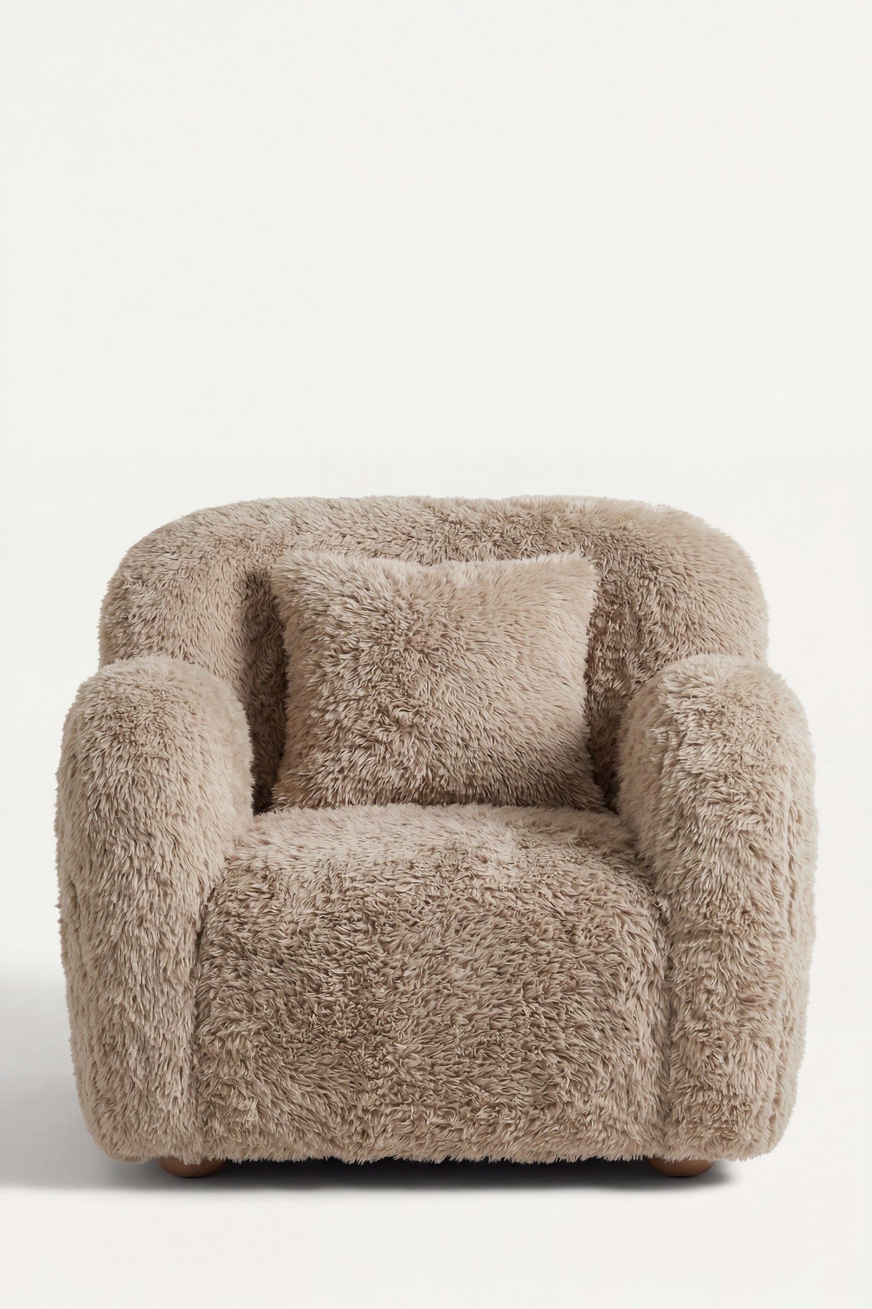 Zurello Beige Fur Lounge Sofa Chair