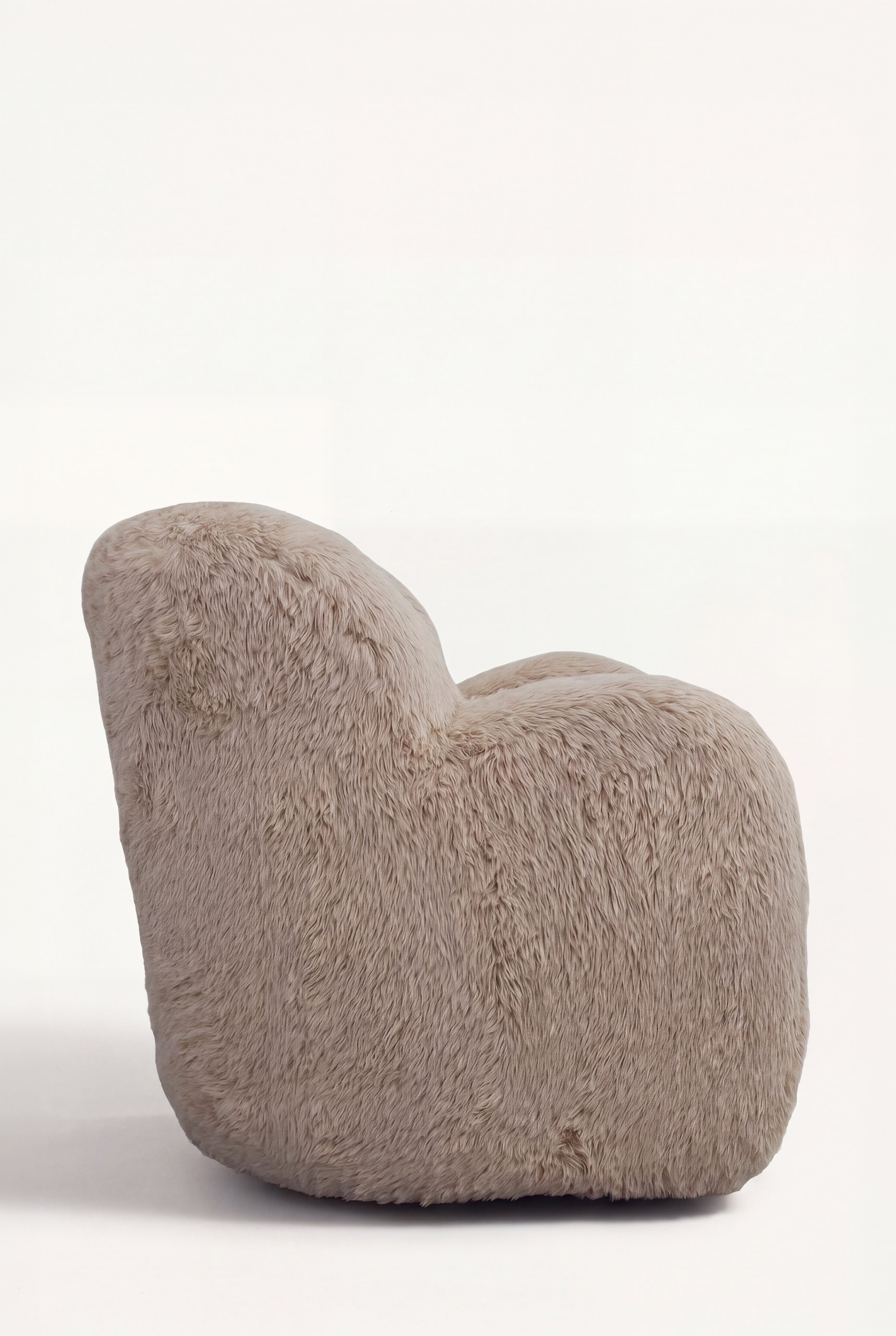 Zurello Beige Fur Lounge Sofa Chair - Image 3