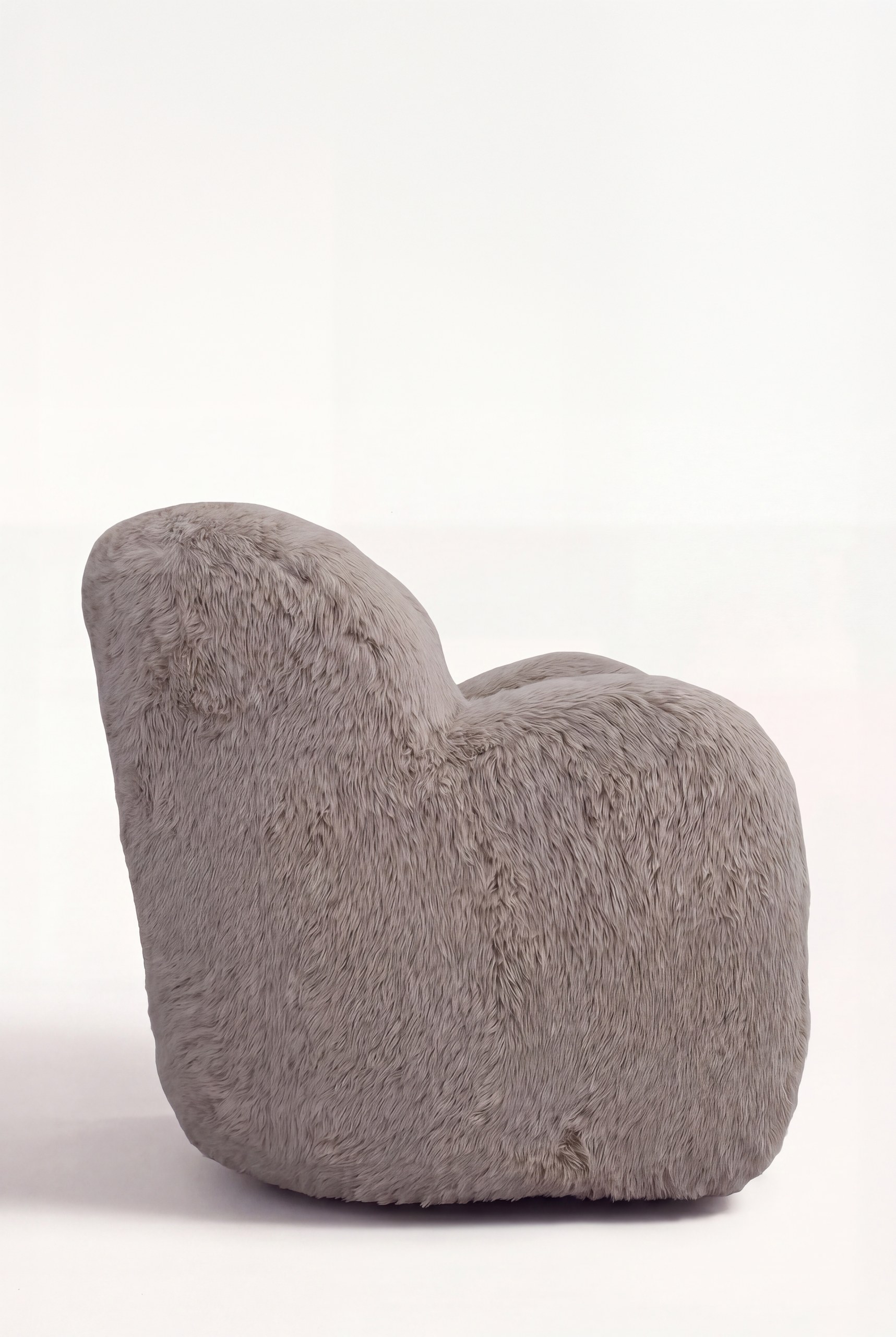 Zurello Brown Fur Lounge Sofa Chair - Image 3