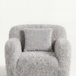 Zurello Light Grey Fur Lounge Sofa Chair